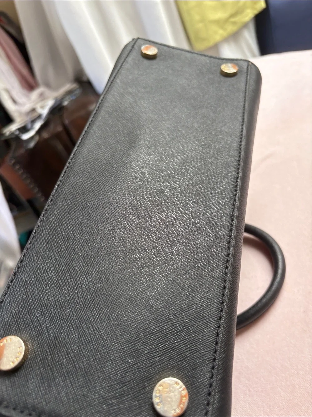 Michael Kors Black Saffiano Leather Tote with Gold Hardware